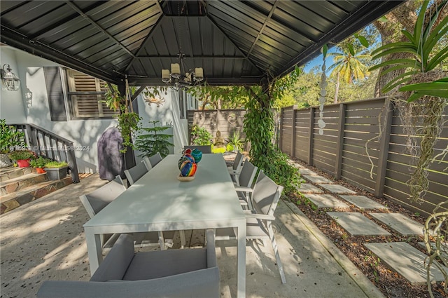 view of patio / terrace with a gazebo