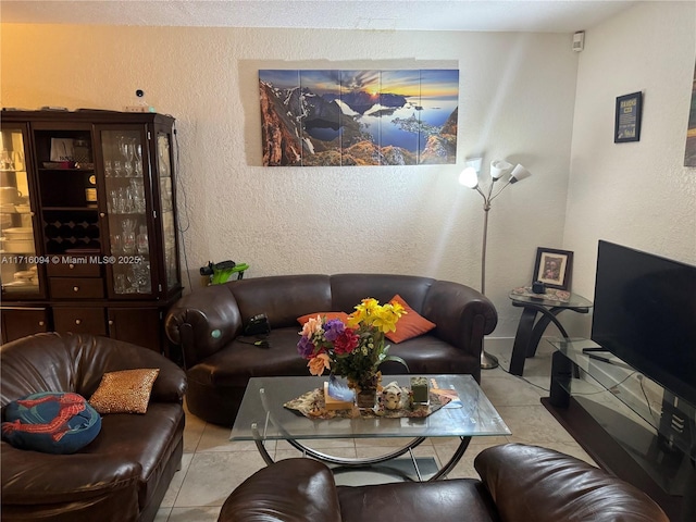 view of tiled living room