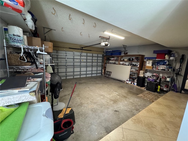 garage with a garage door opener