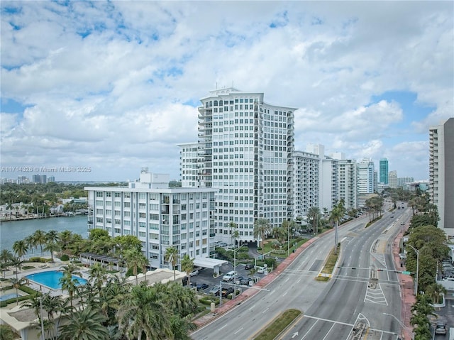 exterior space featuring a water view