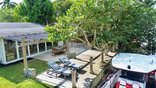 exterior space with a pergola