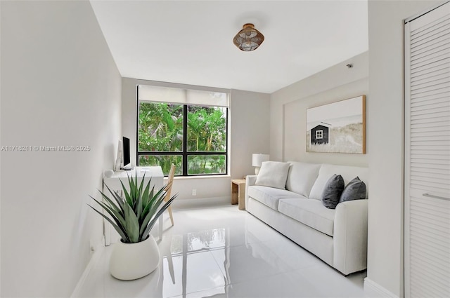 view of tiled living room