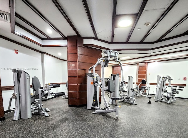 18151 NE 31st Ct Unit 1709, Aventura, FL 33160 - gym featuring crown molding