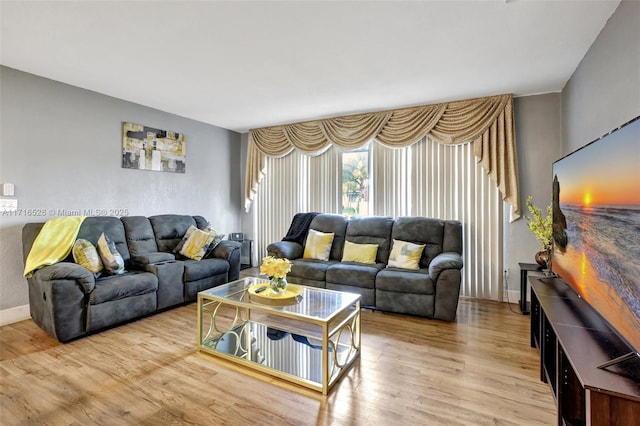 living room featuring light hardwood / wood-style floors