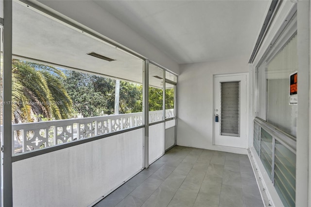 view of unfurnished sunroom