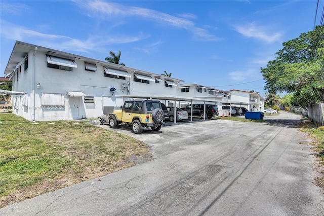 view of covered parking lot