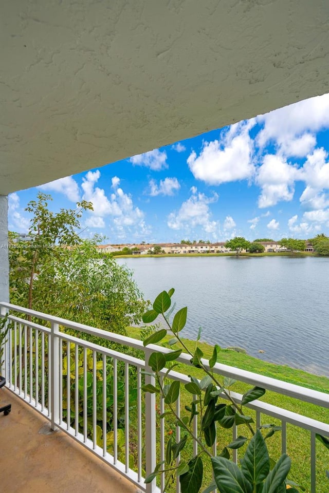 balcony with a water view