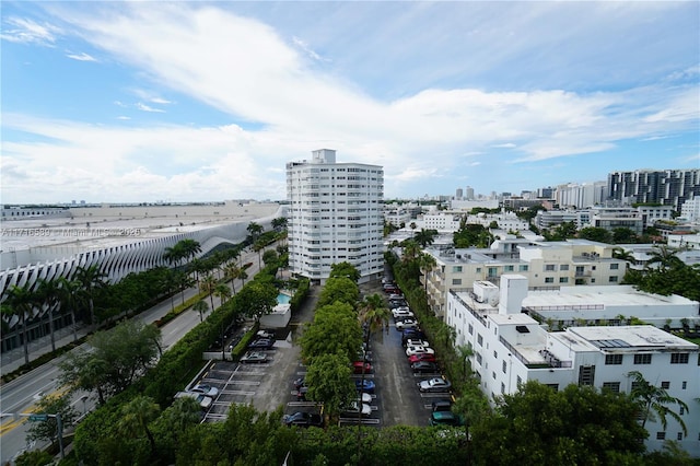 aerial view with a city view