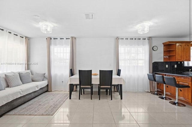 view of tiled dining space