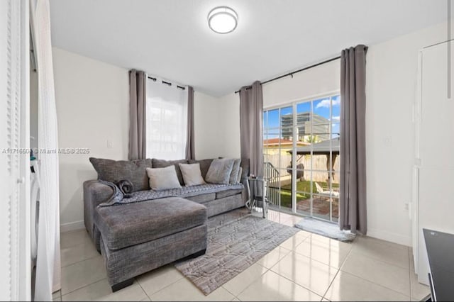 view of tiled living room