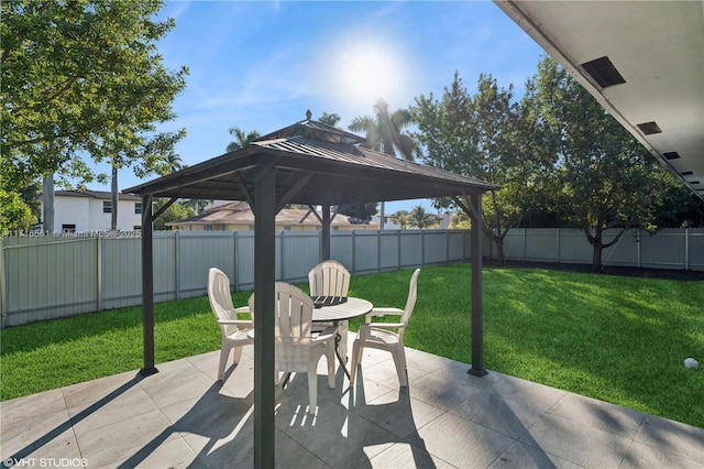 view of patio featuring a gazebo