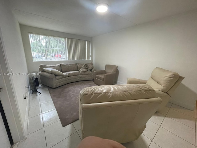 living room featuring light tile patterned flooring