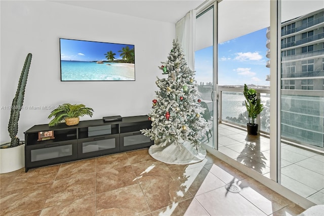 view of tiled living room