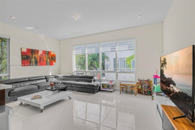 view of tiled living room