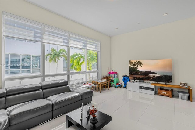 view of tiled living room