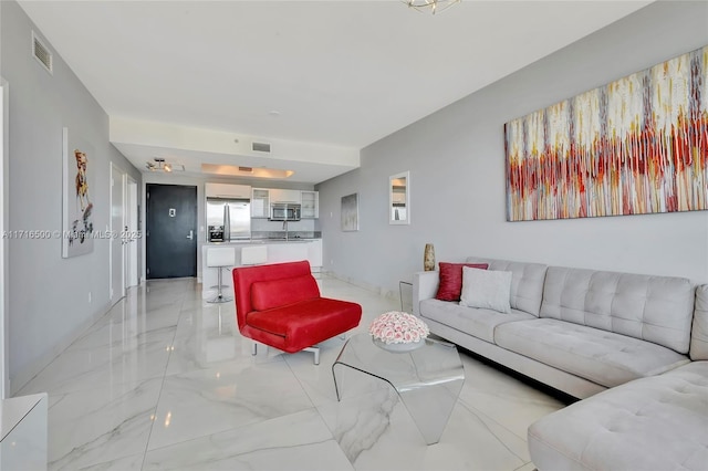888 Biscayne Blvd Unit 411, Miami, FL 33132 - living room with light marble finish flooring