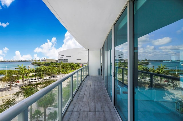 balcony with a water view