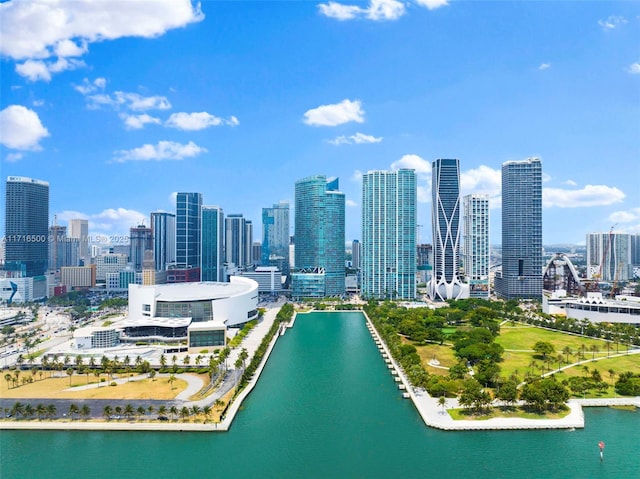 888 Biscayne Blvd Unit 411, Miami, FL 33132 - aerial view of a view of skyline and a nearby body of water