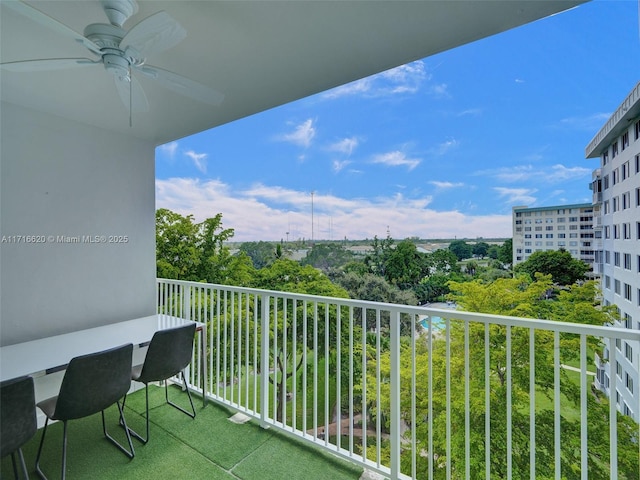 balcony with ceiling fan