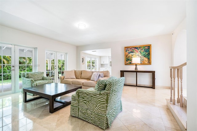 living room with french doors