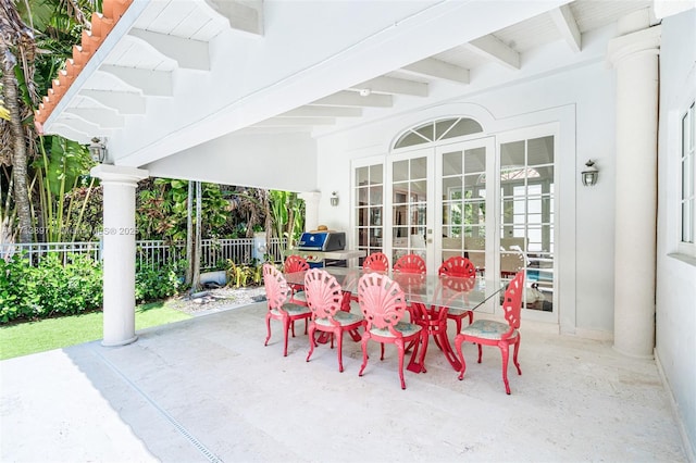 view of patio featuring french doors