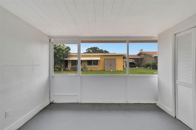 view of unfurnished sunroom