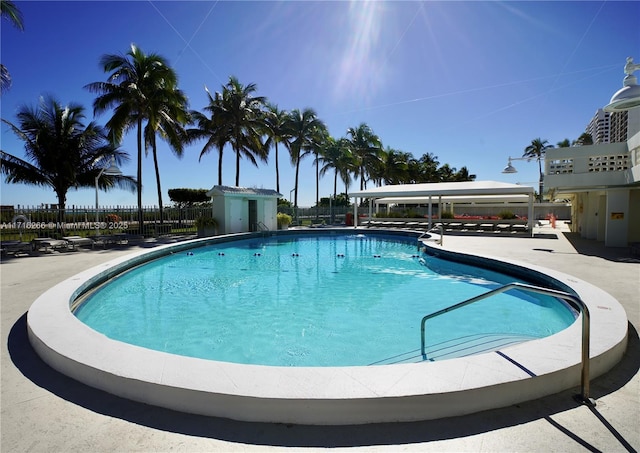 view of swimming pool featuring a patio