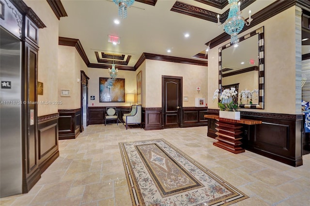 reception area featuring a notable chandelier