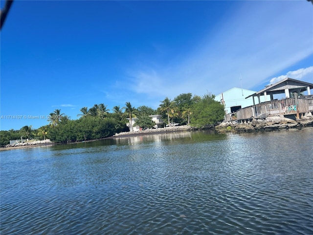 view of water feature with a gazebo