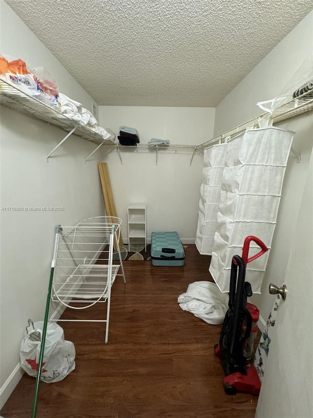 spacious closet featuring dark wood-type flooring