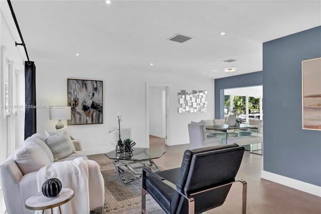 living room with hardwood / wood-style flooring