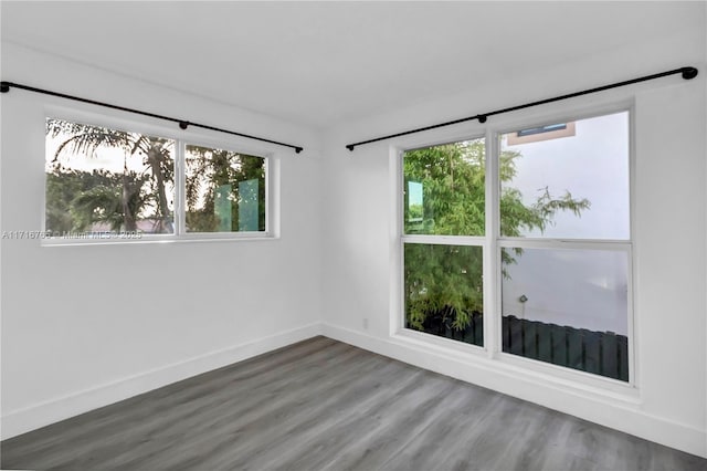 unfurnished room with hardwood / wood-style flooring