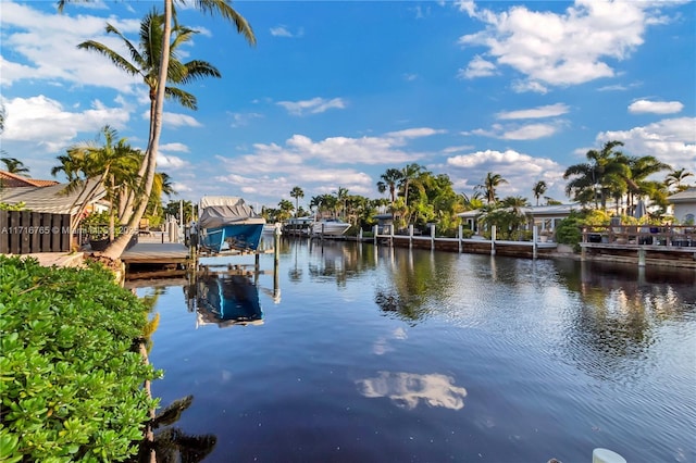 view of dock featuring a water view