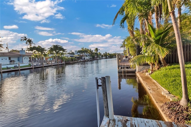 dock area featuring a water view