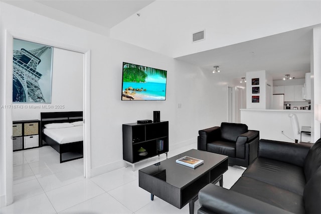 view of tiled living room