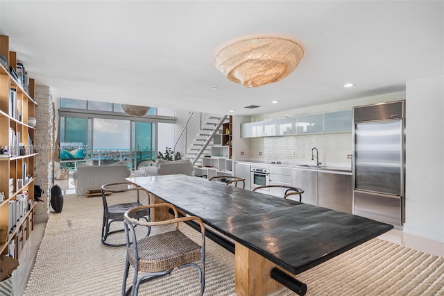 dining area featuring sink