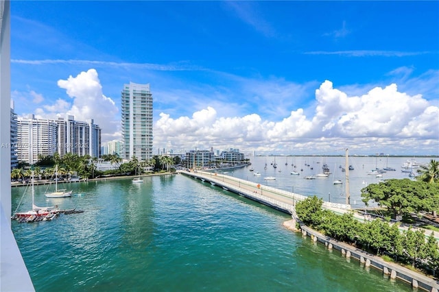 property view of water with a city view