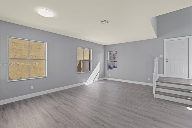 unfurnished living room featuring hardwood / wood-style floors