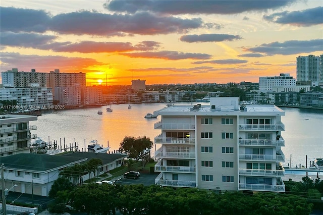 exterior space featuring a water view