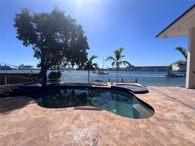 view of dock featuring a water view