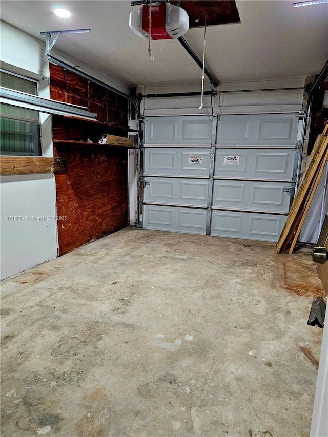 garage with a garage door opener