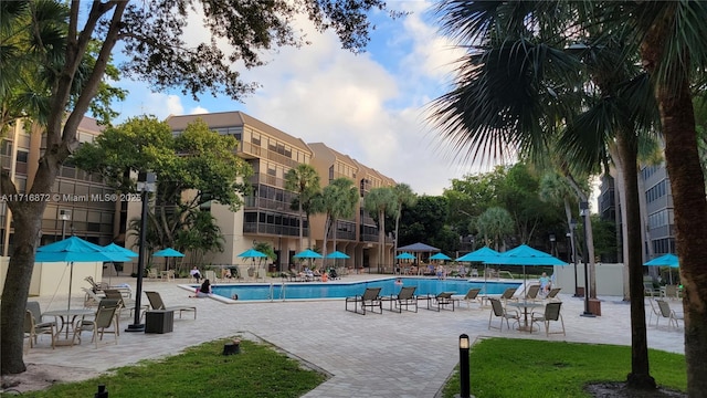 view of pool featuring a patio area