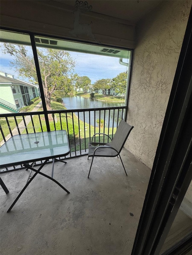 balcony with a water view