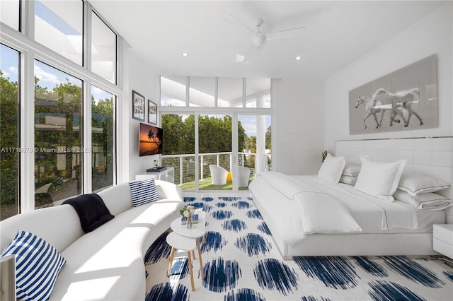 bedroom featuring ceiling fan