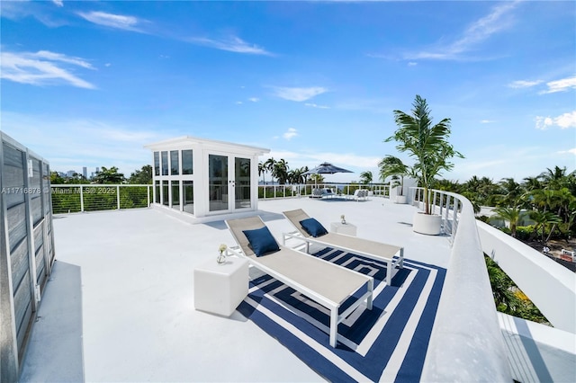 view of patio featuring french doors