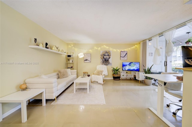 view of tiled living room