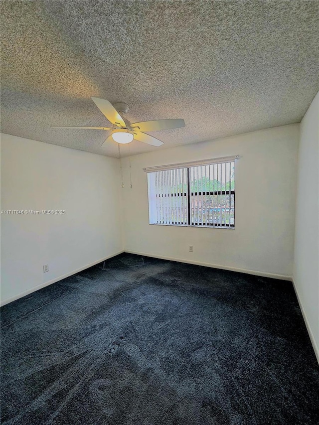 2606 NW 104th Ave Unit 202, Sunrise, FL 33322 - empty room with dark carpet, a ceiling fan, and a textured ceiling