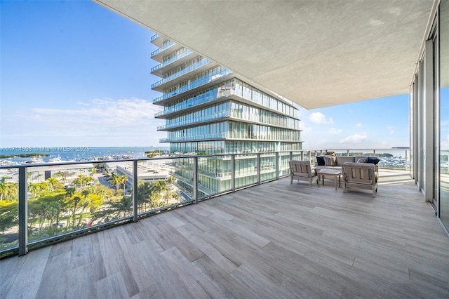 balcony with a water view