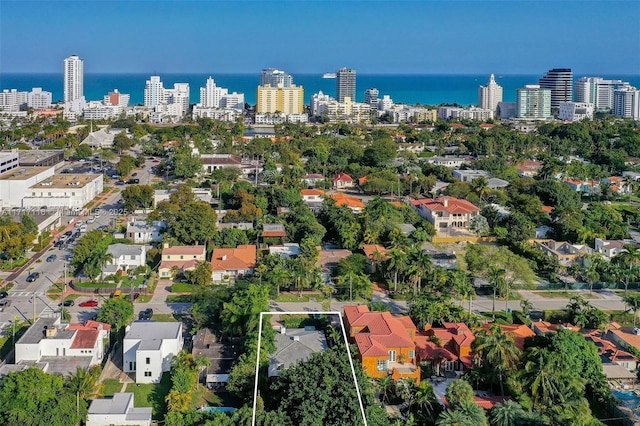 bird's eye view with a water view and a city view