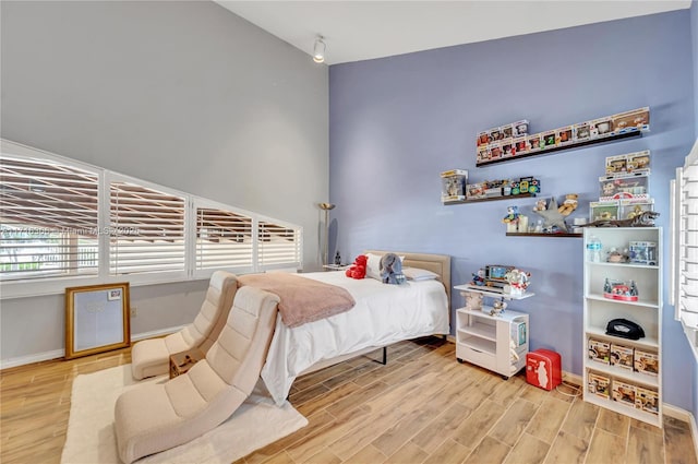 bedroom with vaulted ceiling